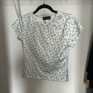 White Fox Floral Baby tee